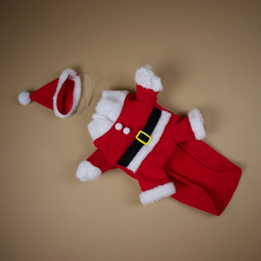 Pet Christmas Costumes Dog Suit with Cap Santa Claus Suit